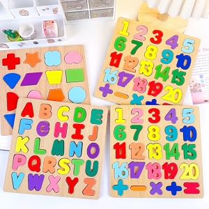 Alphabet Digital Puzzle Wooden Toys Kid Number Letter shape Matching Jigsaw Board Early Education Puzzle Toys Montessori Toys