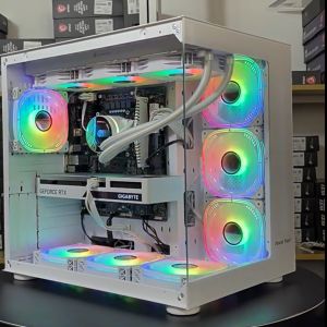 EVESKY เคสคอมพิวเตอร์ MINI รีโมทคอนโทรล คอนโทรลเลอร์ การซิงโครไนซ์แสง ARGB กระจก M-ATX เพื่อนฝากบริโภท Sea View ระดับเครื่องโฆษณาไฮเอนด์ด้วย