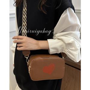 Fashionable Ins Wide Strap Crossbody Bag Womens Student Camera Small Square Bag 2024 New Style Sweet Lady Soft PU Leather