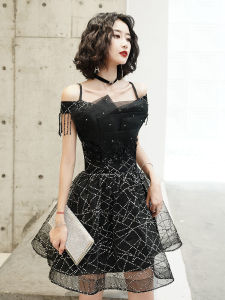 Black Short Strapless Dress Party Evening Gown for Women Hostess Casual Wear Korean Style Pure Color mid Waist Bodycon Dress