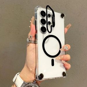 szhaiyu | Transparent Case for Samsung Galaxy S26 Ultra S25 S24 S23 Plus A56 A36 A06 A26 A16 A17 for Magsafe Wireless Charge Stand Cover
