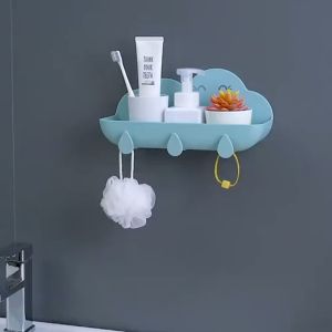 Wall Mounted Punch Bathroom Rack Storage Shelf