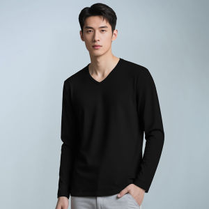 NO.TEE | Modal Cotton Long Sleeve T-Shirt Antimicrobial and Miteproof Autumn Winter V-Neck Underwear
