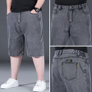 Loose Elastic Straight Denim Shorts Mens Summer 2024 New Arrival plus Size 150.00kg Wearable Cropped Pants