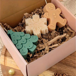 3pcs pino árbol de jengibre hombre copo de nieve vela de silicona molde DIY dibujos animados yeso arcilla resina molde decoraci