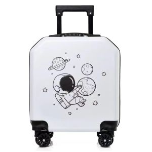 Cute Cartoon Luggage Cart Childrens Carry-On Suitcase Travel Bag for Elementary School Students Girls Boys 18 Inch Password Lock