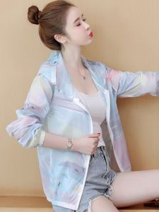 เสื้อแจ็คเก็ตกันแดดลายดอกไม้สำหรับผู้หญิงในช่วงฤดูร้อนปี 2025 เสื้อคลุมกันแดดแบบบางระบายอากาศได้ดีสำหรับผู้หญิงไซส์เล็ก