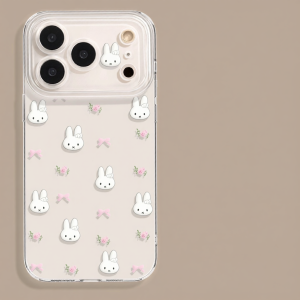 YOUSIDUN | Floral Bunny Pattern Full Coverage Phone Case with Lanyard Drop Resistant