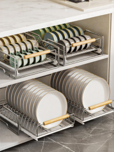 Stainless Steel Dish Organizer Kitchen Drawer Cabinet Rack