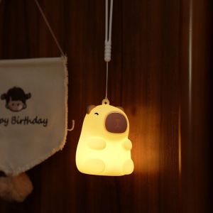 Cute Capybara Night Light Silicone Nursery Sleeping Lamp Touch Control Nightlights USB Rechargeable Table Lamp for Baby Child