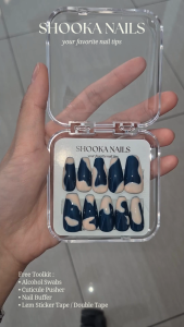 Shooka Press On Nails Kuku Palsu Fake Nails - French Blue Nude Free Toolkit