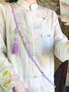 Elegant Long Tassel Beaded Necklace Womens New Chinese Style Sling Chain High-End Hanfu Qipao Accessory National Fashion