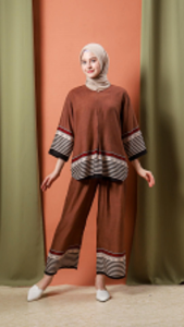 Outfit One Set Wanita Muslimah Cotton Modest Daily Wear Fashion Baju Moden Women Suit
