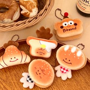 1/5 Pcs Creative Food Bread Doll Pendant Funny Food Toy Schoolbag Pendant Key Chain