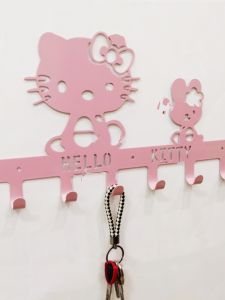 Creative Hello Kitty Cartoon KT Cat Iron Art Wall Hanging Hooks Key Storage Decorative Adhesive Glue Hooks for Home Decoration
