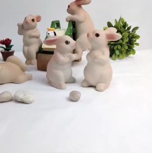 กระต่ายเซรามิค เซรามิคกระต่าย กระต่ายแต่งสวน สูง3นิ้ว 1ชุดได้ 6 ท่าทาง เซรามิกกระต่าย ทนแดดทนฝน