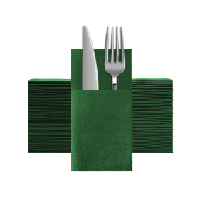 JINYUDOME 25/50Pcs Disposable Colored Dinner Napkins with Built-in Flatware Pocket Linen-Feel Pocket Napkins for Wedding