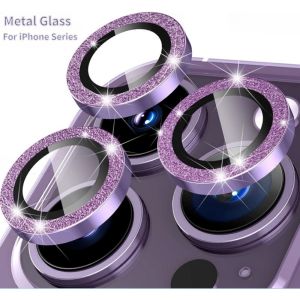 Cho iPhone 16 15 14 13 12 11 Pro Max Mini Cộng Với Sáng Bóng camera phía sau ống kính thủy tinh chịu nhiệt Kim Loại khung bảo vệ