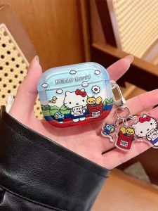 Adorable Split-Style Soft TPU Case for Samsung Buds3pro Active Noise Cancelling HelloKitty Earphone Protective Cover Cute Design