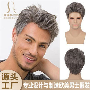European and American middle-aged and elderly mens gray airplane head breathable rose hair network card silk inch wig head cover