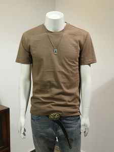 Ice Sensation Cotton Linen Mens Short Sleeve T-Shirt Summer New Style High End Solid Color Slim Fit round Neck Casual Half Sleeve