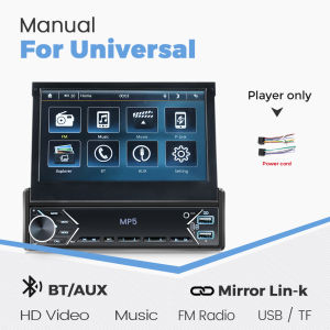 MEKEDE 1din 7 inch Retractable Screen Universal Car Radio MP5 Player Wireless Carplay Android Auto Car Navigation Multimedia BT