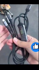 Dây Sạc Tự Ngắt 3in1 Dây Sạc 3 Đầu Tối Đa 100W Hỗ Trợ Sạc Nhanh 1m2 Bện Lưới Chống Đứt Gẫy