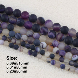 6 8 10mm Beads Matte Violet Stripe Banded Carnelian Natural Stone Purple Round Loose Jewelry Bracelet Accessories Making DIY