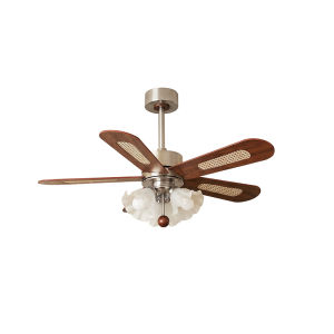 ZOXY | French Antique Style Ceiling Fan Light With Walnut Wood Grain Blades For Living Room And Bedroom