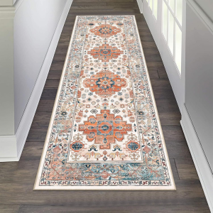 VIKAMA Bohemian Runner Rug Anti-Slip Stain-Resistant Entrance Hall Floor Mat Kitchen Bedroom Carpet Home Decoration