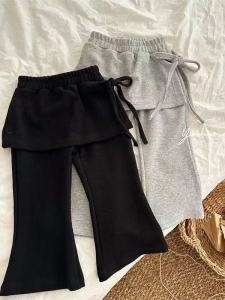 Girl Side-Tie Flared Pants With Elastic