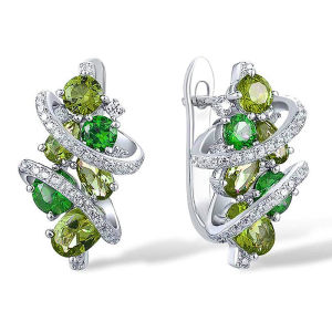 Huitan Special Twist Design Women Hoop Earrings Inlaid Bright Cubic Zirconia Silver Color Party Accessories Jewelry for Wedding