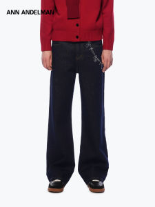 ANN ANDELMAN | Men Loose Straight Flared Jeans Natural Color Winter Chain Design