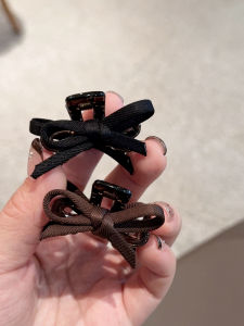 Black Satin Hair Clip Princess Knot Butterfly Bow Small Shark Clamp Fringe Hair Accessory Side Ponytail Holder Korean Style