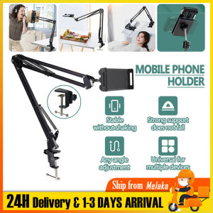 Long Arm Lazy Phone Holder Tablet Stand 360 Degree Flexible Adjustable Metal Table Lazypod Bed Mount Desktop Support Clip Stand Rotating For Live Stream Vlog Selfie Tiktok
