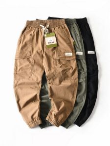 New Mens Casual Pants Loose Straight Leg Elastic Waist Washed Lightweight Multi-Pocket Workwear Summer Fashion Urban Style