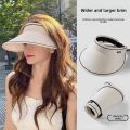 Ice Silk Womens Summer Wide Brim Sun UV Protection Cycling Outdoor Face Covering Empty Top Cap Breathable Hat. 