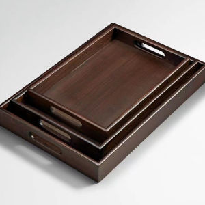 Wooden Food Tray Solid Wood Serving Tray With Handle Rectangular Wooden Dinner Bread Fruit Food Plate