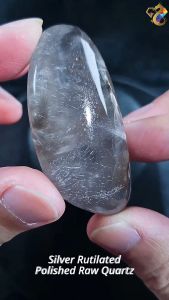Collectors Grade Super Rare Silver Rutilated Polished Raw Quartz Palm Stone