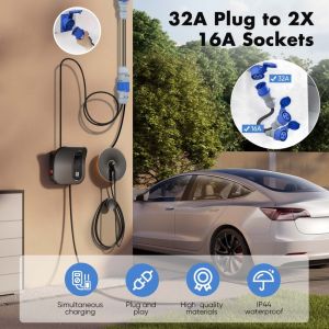 🔥High Quality🔥32A Plug To 2 X 16A Sockets Blue CEE Socket Connector 2.5mm Hookup Converter Cable Splitter Generator 230V IP44