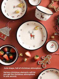 LOTUS BLUE | Christmas Reindeer Design Ceramic Tableware Set