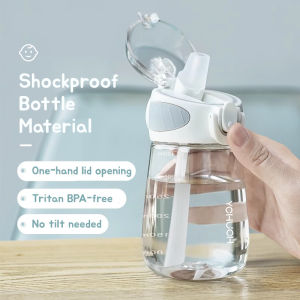 400Ml Water Bottle with Straw Drinking Bottle for Toddlers with Handle Wide Mouth Leak-Proof Cute Straw Bottle