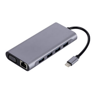 Kebidumei | USB C HUB 11-in-1 Docking Stations Type C to 4K HDMI Adapter USB 3.0 5Gbps Splitter Adapter With PD RJ45 Card Reader For PC
