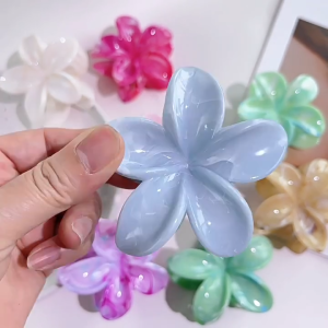 L4 - JEPITAN RAMBUT BUNGA KOREAN 8CM MODEL MARBLE PREMIUM / JEDAI CAKAR BUNGA KAMBOJA GLOSSY KOREAN STYLE