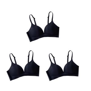 3Pcs/Set Seamless Bras For Women Non-wire Glossy Underwear Push Up Bra Without Steel Ring 3/4 Cup Female Comfort Lingerie