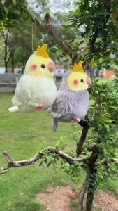 Lifelike Yellow Cockatiel Plush Toy 5.9 Inch Soft Parrot Keychain Pendant Cute Bird Bag Pendant Gift Decoration