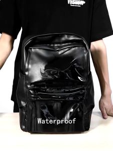 TAS RANSEL KULIT LEATHER WATERPROOF LEPTOP HITAM BACKPACK PREMIUM - Tas Ransel Pria Premium Terbaru Tas Punggung Cowok Sekolah Kuliah Kerja kantor tas gendong Laki Laki Kekinian Kulit Ransel Pria Kulit PU Tas Ransel Multifungsi