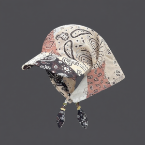Printed Sunscreen Visor Cap with Tie Strap