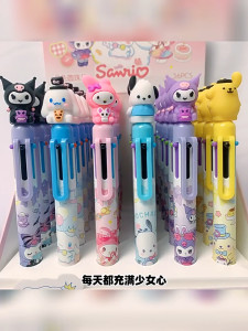 Sanrio Ball Pen 6 Colour 三丽鸥六色圆珠笔 Pen Mata Bola 6 Warna Kartun Comel Alat Tulis Sekolah Cute Cartoon Stationery Student Multicolour Ball Point Pen