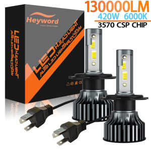 Heyword 2 Bóng Đèn Pha Ô Tô LED Phù Hợp Với H4 H7 H1 H8 H11 9005 9006 9004 H3 H13 12V 120000LM Turbo Chùm Cao Ánh Sáng 6000K